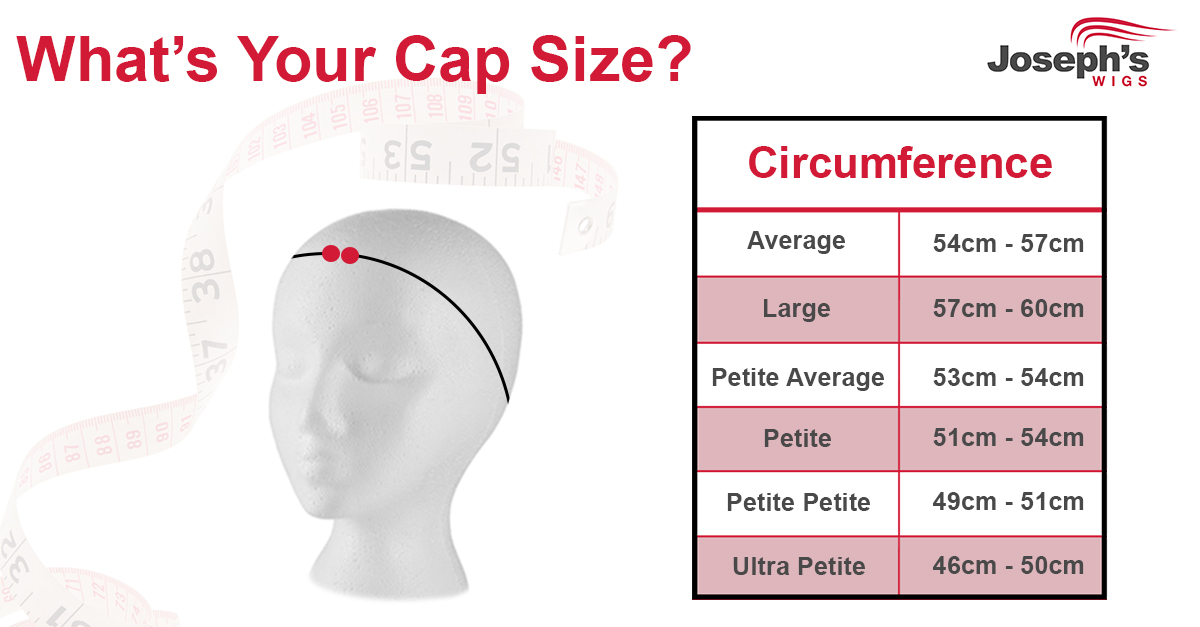 Joseph's Wigs wig cap size measurement chart